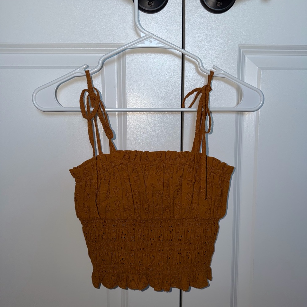 Dillard Eyelet Rust Crop Top